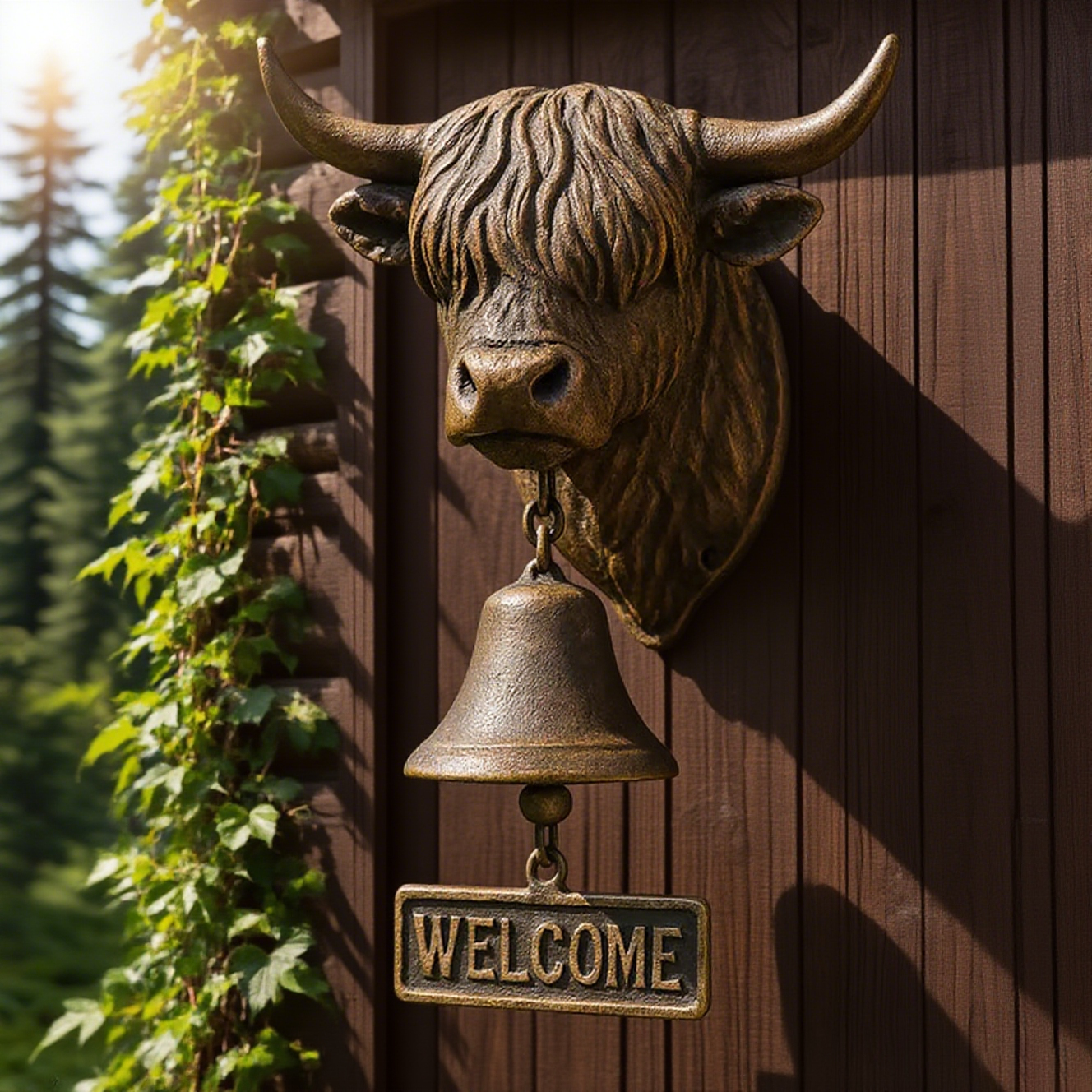 🎁 49% OFF Today – Handmade Highland Cow Welcome Bell, Cozy Farmhouse Gift 🐄🏡