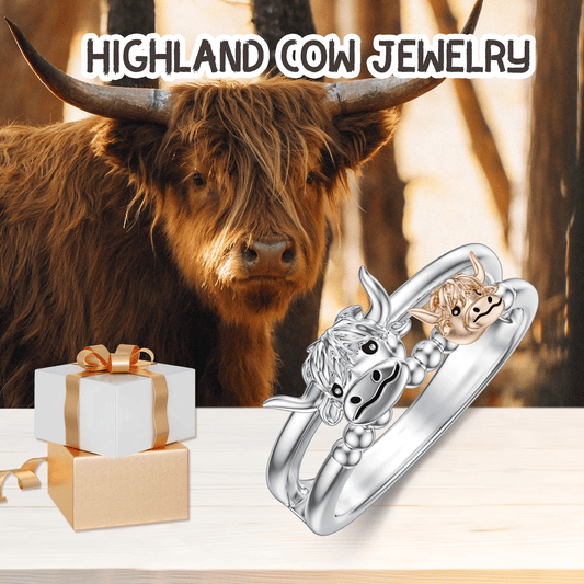 🔥LAST DAY 49% OFF 💕 ✨ Handcrafted Highland Cow Adjustable Ring