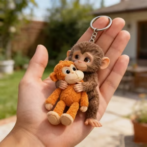 Monkey Hugging Monkey Acrylic Keychain -Gift For Family, Friends, Loved Ones