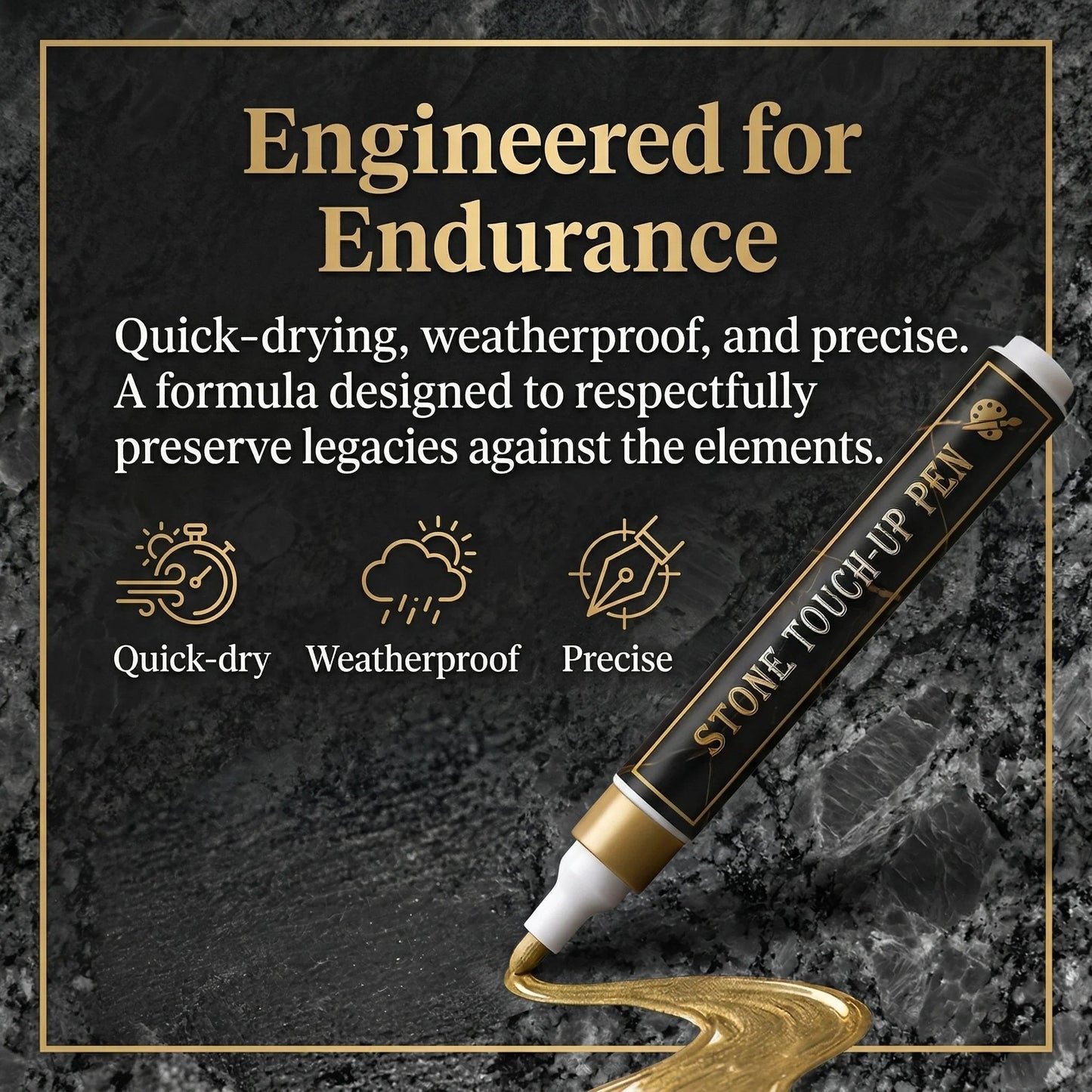 Golden Tombstone Marker Pen for Restoring Faded Grave Inscriptions