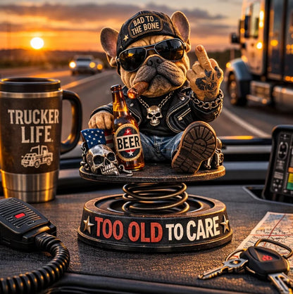 ⏰Hot Sale- Grumpy “Too Old to Care” Bobblehead – Fun Spring-Loaded Car Dashboard Decor