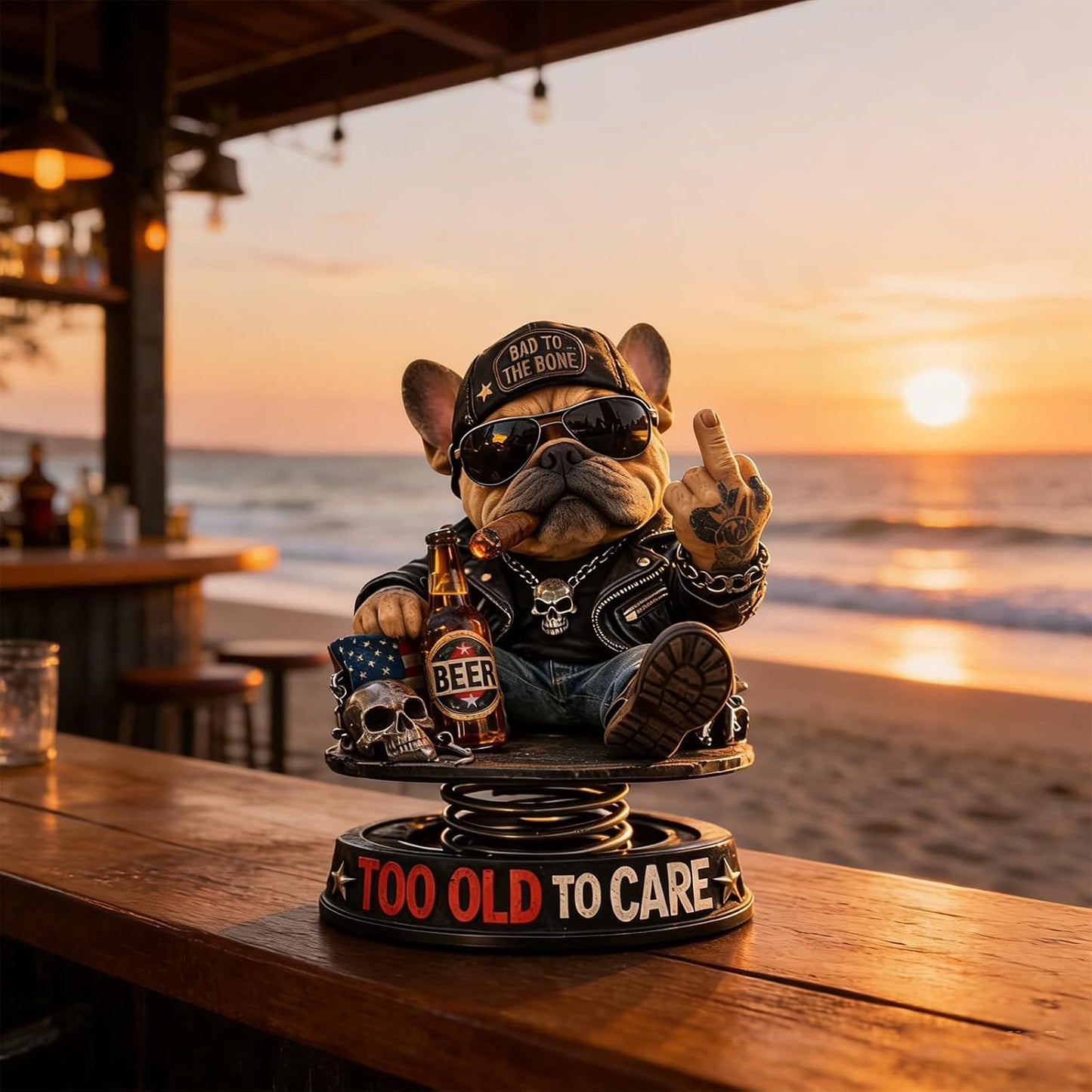 ⏰Hot Sale- Grumpy “Too Old to Care” Bobblehead – Fun Spring-Loaded Car Dashboard Decor