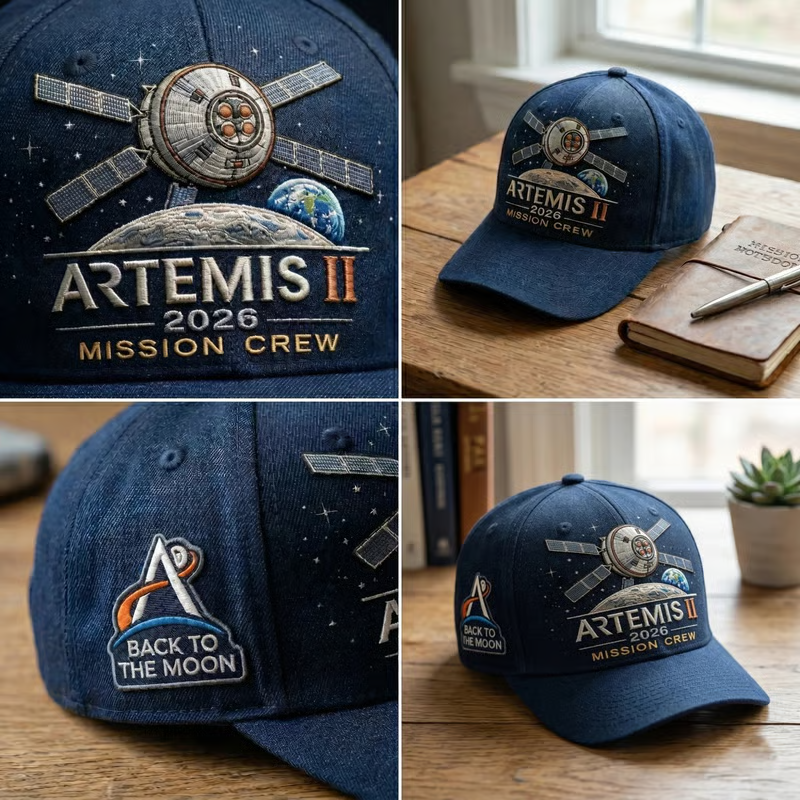 ✨High-end craftsmanship in hand printing-🌕Artemis II Lunar Mission Commemorative Cap