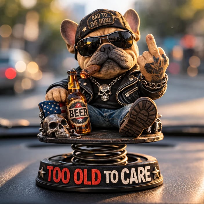 ⏰Hot Sale- Grumpy “Too Old to Care” Bobblehead – Fun Spring-Loaded Car Dashboard Decor